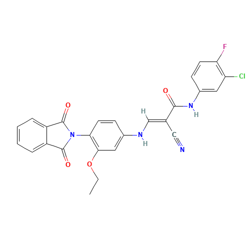 (E)-3-[3-Ethoxy-4-(phthalimidyl)anilino]-N-(3-chloro-4-fluorophenyl)-2-cyano-2-propenamide (CAS: 915945-39-0) - Related Chemical Product
