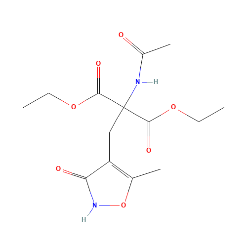 Ethyl 2-Acetamido-2-ethoxycarbonyl-3-[3-hydroxy-5-methylisoxazol-4-yl]propanoate (CAS: 127020-34-2) - Chemical Structure and Molecular Formula 