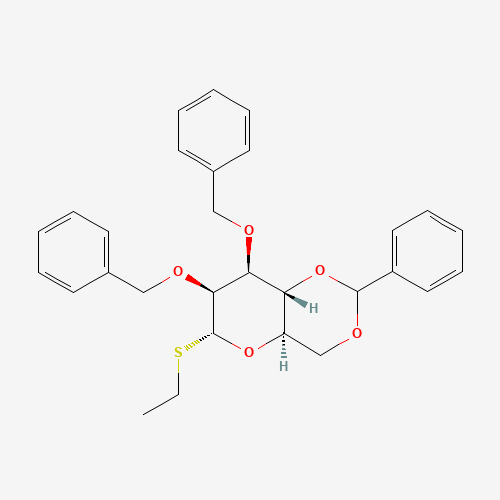 Ethyl 2,3-Di-O-benzyl-4,6-O-benzylidene-1-deoxy-1-thio-a-D-mannopyranoside (CAS: 218937-71-4) - Chemical Structure and Molecular Formula 