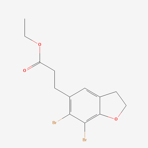 Ethyl 3-(6,7-Dibromo-2,3-dihydro-1-benzofuran-5-yl)propanoate (CAS: 196597-75-8) - Chemical Structure and Molecular Formula 