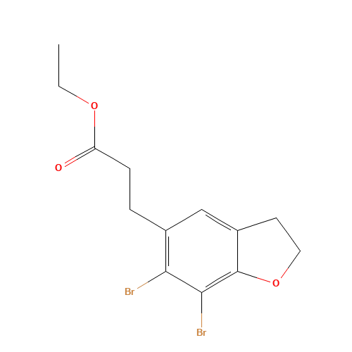 Ethyl 3-(6,7-Dibromo-2,3-dihydro-1-benzofuran-5-yl)propanoate (CAS: 196597-75-8) - Chemical Structure and Molecular Formula 