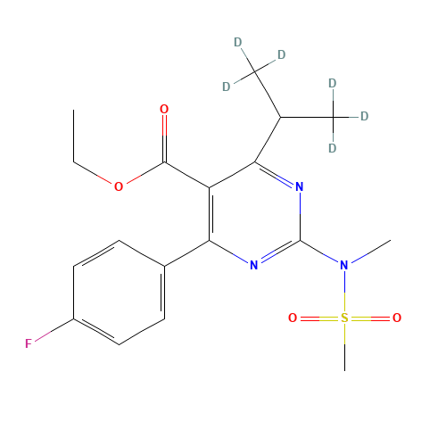 Ethyl 4-(4-Fluorophenyl)-6-isopropyl-2-(N-methylmethylsulfonamido)pyrimidine-5-carboxylate-d6 (CAS: 1189696-04-5) - Chemical Structure and Molecular Formula 