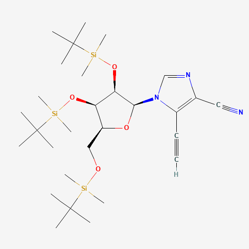 5-Ethynyl-1-(2',3',5'-tri-O-tert-butyldimethylsilyl-b-D-ribofuranosyl)imidazo-4-carbonitrile (CAS: 147212-83-7) - Chemical Structure and Molecular Formula 