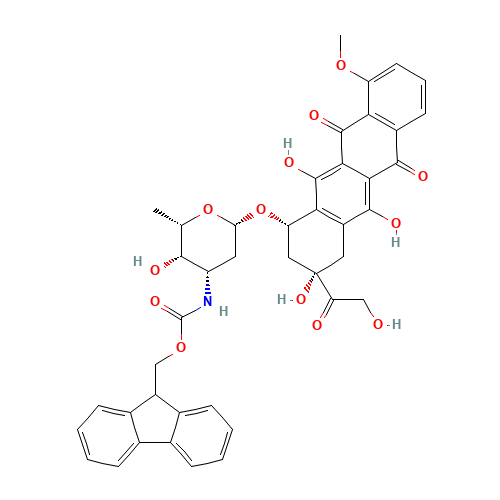 N-(9-Fluorenylmethoxycarbonyl) Doxorubicin (CAS: 136582-53-1) - Chemical Structure and Molecular Formula 
