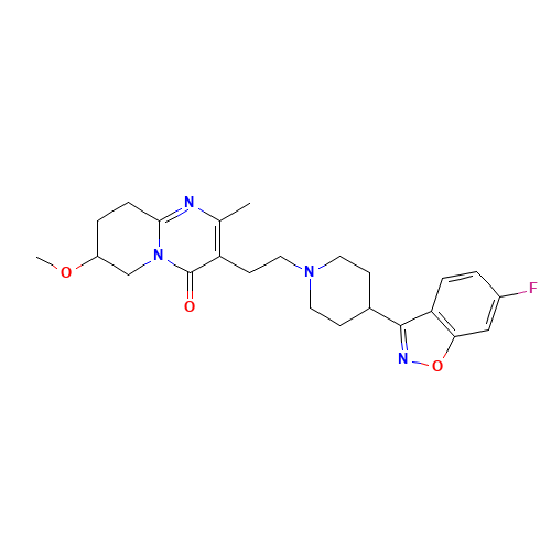 3-[2-[4-(6-Fluoro-1,2-benzisoxazol-3-yl)-1-piperidinyl]ethyl]-6,7,8,9-tetrahydro-7-methoxy-2-methyl-4H-pyrido[1,2-a]pyrimidin-4-one (CAS: 130049-83-1) - Related Chemical Product