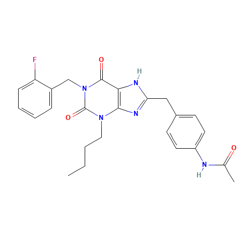N-[4-[1-(2-Fluorobenzyl)-3-butyl-2,6-dixo-2,3,6,7-tetrahydro-1H-purin-8-ylmethyl]phenyl]acetamide (CAS: 628279-07-2) - Related Chemical Product