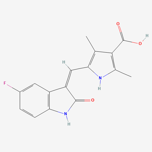 5-(5-Fluoro-2-oxo-1,2-dihydro-indol-3-ylidenemethyl)-2,4-dimethyl-1H-pyrrole-3-carboxylic Acid (CAS: 452105-33-8) - Related Chemical Product