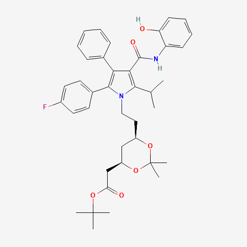 (6-{2-[2-(4-Fluoro-phenyl)-4-(2-hydroxy-phenylcarbamoyl)-5-isopropyl-3-phenyl-pyrrol-1-yl]-ethyl}-2,2-dimethyl-[1,3]-dioxane-4-yl)-acetic Acid, tert-Butyl Ester (CAS: 265989-40-0) - Related Chemical Product