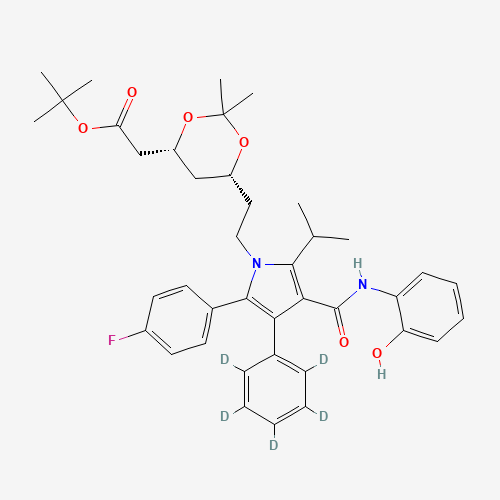 (6-{2-[2-(4-Fluoro-phenyl)-4-(2-hydroxy-phenylcarbamoyl)-5-isopropyl-3-phenyl-d5-pyrrol-1-yl]-ethyl}-2,2-dimethyl-[1,3]-dioxane-4-yl)-acetic Acid, tert-Butyl Ester (CAS: 265989-42-2) - Related Chemical Product