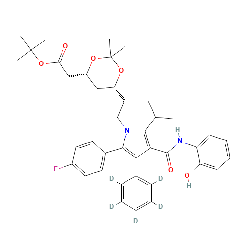 (6-{2-[2-(4-Fluoro-phenyl)-4-(2-hydroxy-phenylcarbamoyl)-5-isopropyl-3-phenyl-d5-pyrrol-1-yl]-ethyl}-2,2-dimethyl-[1,3]-dioxane-4-yl)-acetic Acid, tert-Butyl Ester (CAS: 265989-42-2) - Related Chemical Product