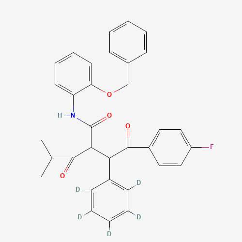 2-[2-(4-Fluorophenyl)-2-oxo-1-phenyl-d5-ethyl]-4-methyl-3-oxo-pentanoic Acid, (2-Benzyloxy-phenyl)-amide (CAS: 1020719-43-0) - Related Chemical Product