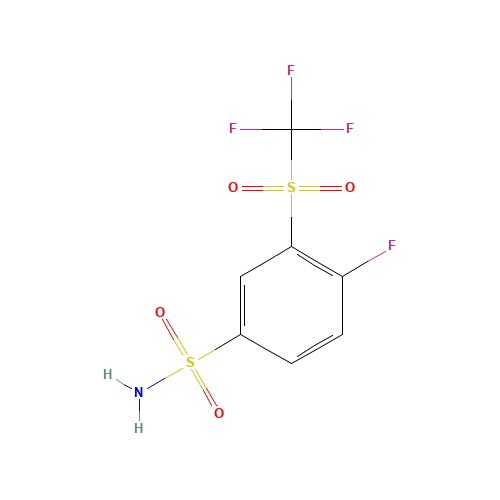 4-Fluoro-3-[(trifluoromethyl)sulfonyl]benzenesulfonamide (CAS: 1027345-08-9) - Chemical Structure and Molecular Formula 