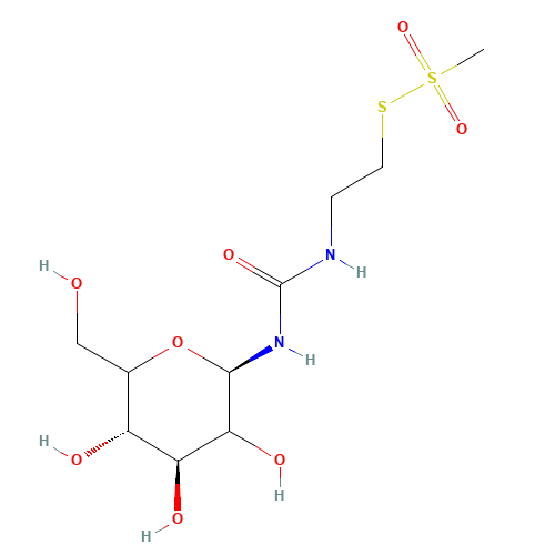 N-(b-D-Glucopyranosyl)-N'-[(2-methanethiosulfonyl)ethyl] Urea (CAS: 550325-52-5) - Chemical Structure and Molecular Formula 