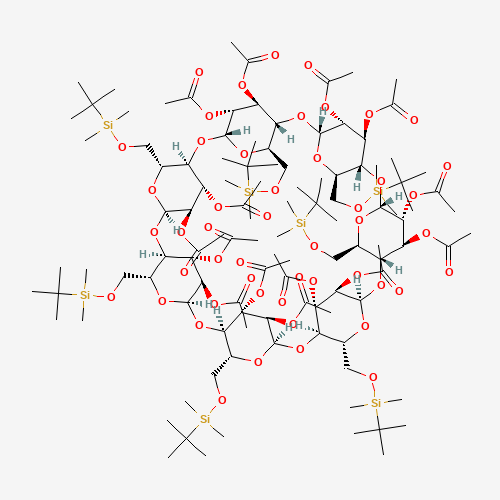 Heptakis(6-O-tert-butyldimethylsilyl)-b-cyclodextrin Tetradecaacetate (CAS: 123172-94-1) - Chemical Structure and Molecular Formula 