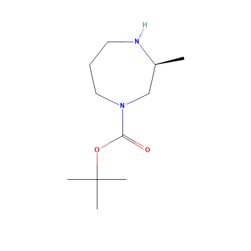 Hexahydro-2(S)-methyl-4-(t-butoxycarboxyl)-1,4-diazepine (CAS: 194032-32-1) - Chemical Structure and Molecular Formula 