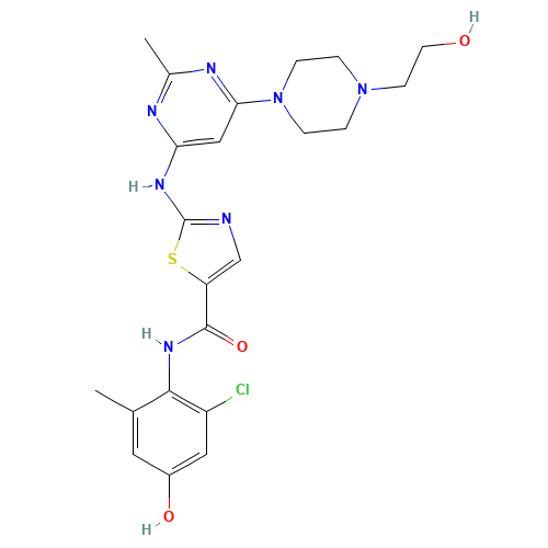 4'-Hydroxy Dasatinib (CAS: 910297-57-3) - Chemical Structure and Molecular Formula 