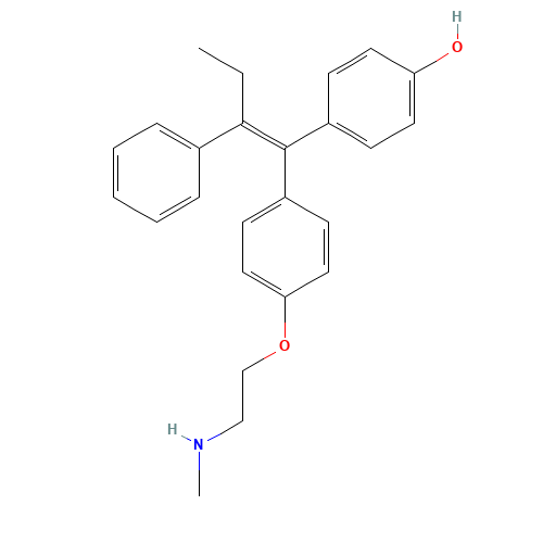 (Z)-4-Hydroxy-N-desmethyl Tamoxifen (contains up to 10% E isomer) (CAS: 112093-28-4) - Chemical Structure and Molecular Formula 