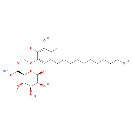4-Hydroxy-2-(10-hydroxydecyl)-5,6-dimethoxy-3-methylphenyl b-D-Glucuronide Monosodium Salt (CAS: 153010-32-3) - Chemical Structure and Molecular Formula 