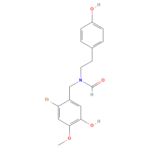 N-(p-Hydroxyphenethyl)-N-(2-bromo-5-hydroxy-4-methoxybenzyl)formamide (CAS: 122584-18-3) - Chemical Structure and Molecular Formula 