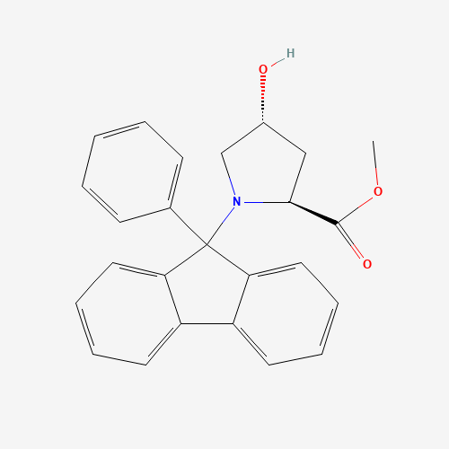 (4R,2S)-4-Hydroxy-1-(9-phenyl-9H-fluoren-9-yl)-proline methyl ester chemical structure (4R,2S)-4-Hydroxy-1-(9-phenyl-9H-fluoren-9-yl)-proline methyl ester (CAS: 179990-59-1) - Chemical Structure and Molecular Formula