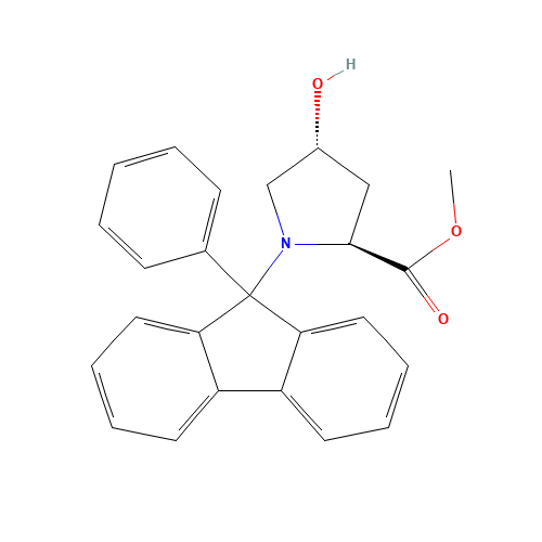 (4R,2S)-4-Hydroxy-1-(9-phenyl-9H-fluoren-9-yl)-proline methyl ester (CAS: 179990-59-1) - Chemical Structure and Molecular Formula 