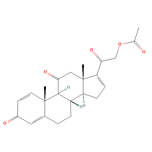 21-Hydroxy-pregna-1,4,16-triene-3,11,20-trione 21-Acetate (CAS: 82423-35-6) - Chemical Structure and Molecular Formula 