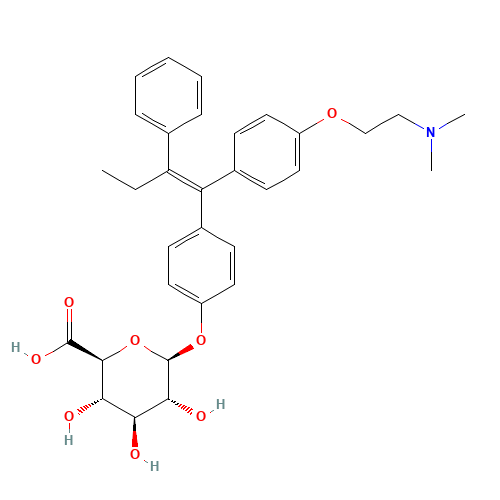 (E)-4-Hydroxy Tamoxifen O-b-D-Glucuronide (CAS: 152764-51-7) - Chemical Structure and Molecular Formula 