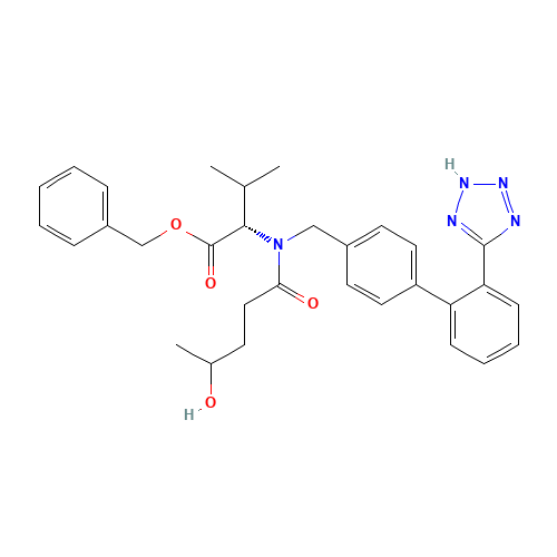 4-Hydroxy Valsartan Benzyl Ester, Mixture of Diastereomers (CAS: 1356929-45-7) - Chemical Structure and Molecular Formula 