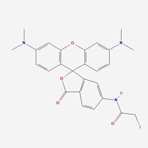 6-Iodoacetamidotetramethyl Rhodamine, 90% (CAS: 159435-00-4) - Chemical Structure and Molecular Formula 