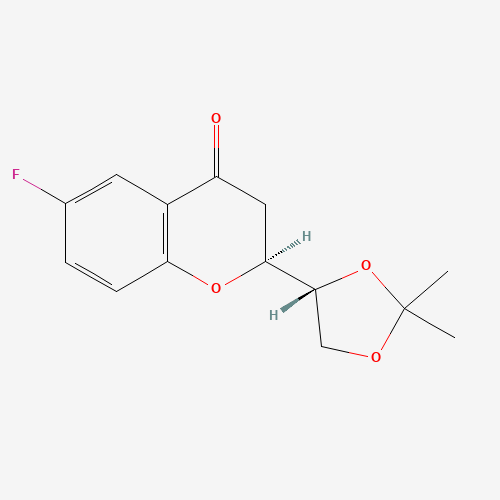 (1'R,2S)-2-[(1',2'-O-Isopropylidene)dihydroxyethyl]-6-fluorochroman-4-one (CAS: 797054-19-4) - Chemical Structure and Molecular Formula 