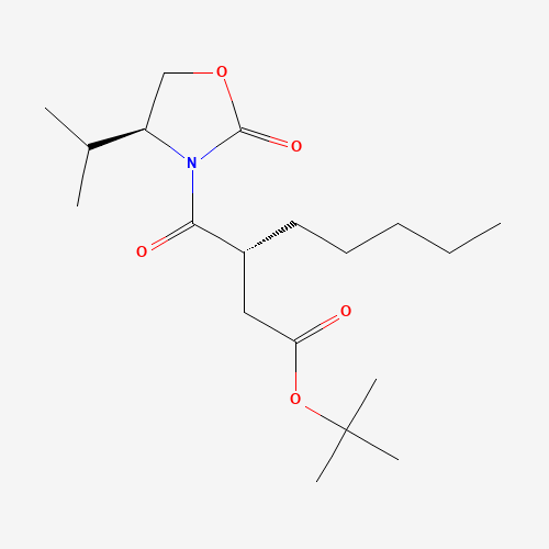 3-(S)-(4-(S)-Isopropyl-2-oxo-oxazolidine-3-carbonyl)-octanoic Acid tert-Butyl Ester (CAS: 147961-55-5) - Chemical Structure and Molecular Formula 