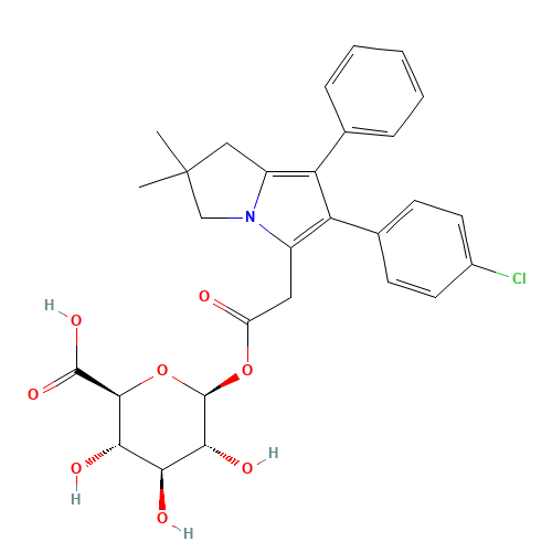 Licofelone Acyl-b-D-glucuronide (CAS: 1033702-58-7) - Chemical Structure and Molecular Formula 