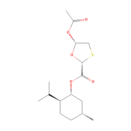 (2R,5S)-L-Methyl-5-(acetyloxy)-1,3-oxathiolane-2-carboxylate (CAS: 147126-65-6) - Chemical Structure and Molecular Formula 