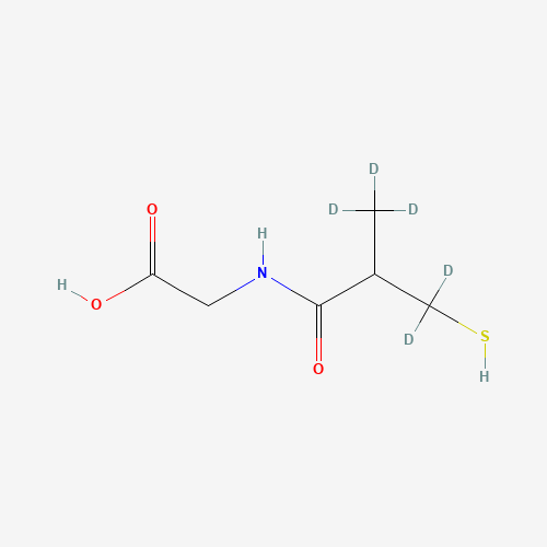 N-(3-Mercapto-2-methylpropanoyl)glycine-d5 (CAS: 1184993-97-2) - Chemical Structure and Molecular Formula 