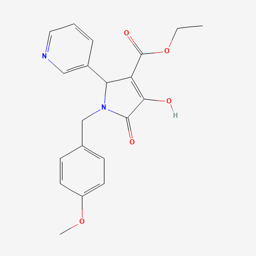 1-(4-Methoxybenzyl)-3-hydroxy-4-ethoxycarbonyl-5-(3-pyridyl)-3-pyrrolin-2-one (CAS: 359436-85-4) - Chemical Structure and Molecular Formula 