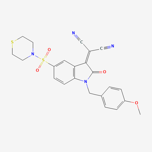 2-[(4-Methoxybenzyl)-2-oxo-5-(thiomorpholinosulfonyl)indolin-3-ylidene]malononitrile (CAS: 1144853-59-7) - Related Chemical Product