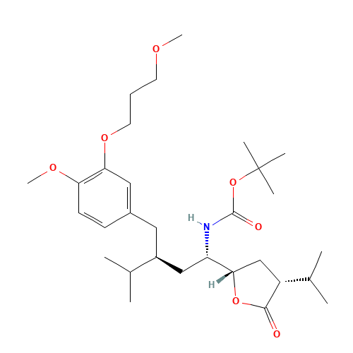 [(1S,3S)-3-[[4-Methoxy-3-(3-methoxypropoxy)phenyl]methyl]-4-methyl-1-[(2S, 4R)-tetrahydro-4-(1-methylethyl)-5-oxo-2-furanyl]pentyl]carbamic Acid 1,1-tert-Butyl Ester (CAS: 900811-52-1) - Chemical Structure and Molecular Formula 