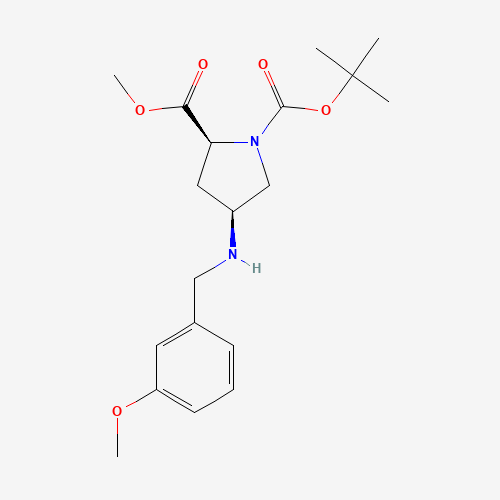 (2S,4S)-4-[[(3-Methoxyphenyl)methyl]amino]-1,2-pyrrolidinedicarboxylic Acid 1-(1,1-Dimethylethyl) 2-Methyl Ester (CAS: 334999-43-8) - Chemical Structure and Molecular Formula 