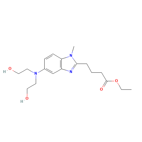[1-Methyl-5-bis(2'-hydroxyethyl)aminobenzimidazolyl-2]butanoic Acid Ethyl Ester (CAS: 3543-74-6) - Chemical Structure and Molecular Formula 