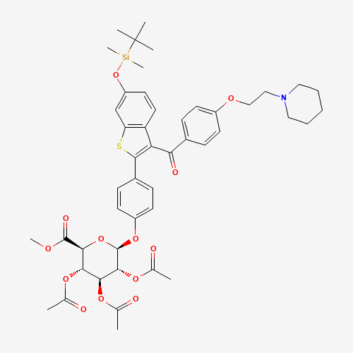 Methyl-1-(6-tert-butyldimethylsylyl-4'-hydroxyraloxifene)-2,3,4-tri-O-acetyl-b-D-glycopyranuronate (CAS: 174264-48-3) - Related Chemical Product
