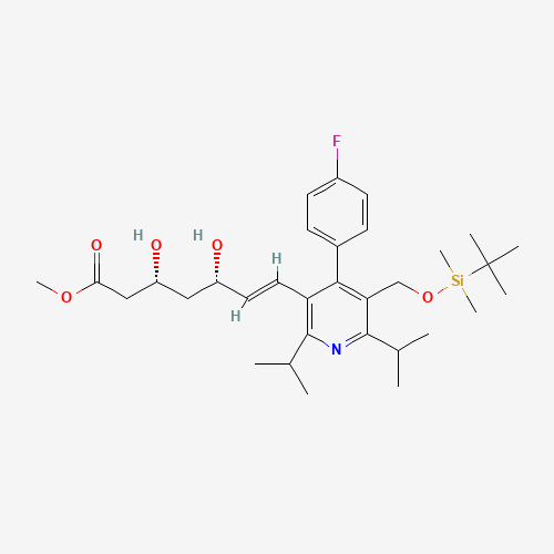 Methyl rel-(E)-7-[5-tert-Butyldimethylsilyloxymethyl-2,6-diisopropyl-4-(4-fluorophenyl)-pyrid-3-yl]-3,5-dihydroxy-6-heptenoate (CAS: 124863-86-1) - Related Chemical Product