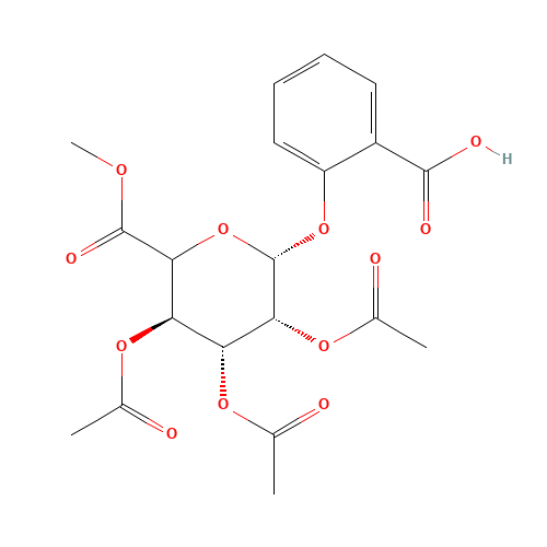Methyl 1-(2-Carboxyphenyl)-2,3,4-tri-O-acetyl-b-D-glucopyranuronate (CAS: 221287-90-7) - Chemical Structure and Molecular Formula 