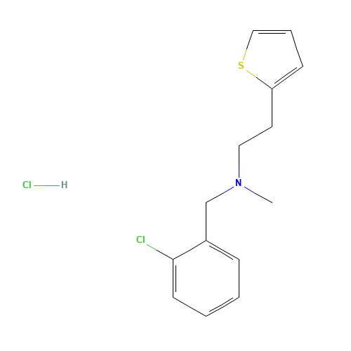 N-Methyl-N-[2-chlorobenzyl)]-2-thiopheneethanamine Hydrochloride (CAS: 1346604-98-5) - Chemical Structure and Molecular Formula 