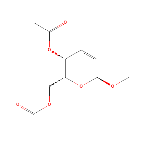 Methyl 4,6-Di-O-acetyl-2,3-dideoxy-a-D-threo-hex-2-enopyranoside (CAS: 6605-29-4) - Chemical Structure and Molecular Formula 