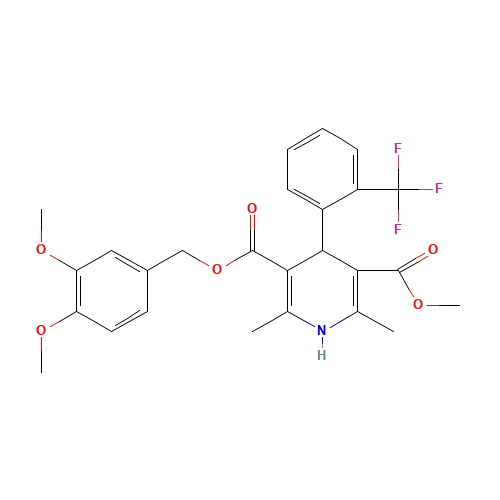 5-Methyl 3-(3',4'-Dimethoxybenzyl)-1,4-Dihydro-2,6-dimethyl-5-(2'-trifluoromethyl)phenyl-3,5-pyridinedicarboxylate (CAS: 887407-05-8) - Chemical Structure and Molecular Formula 