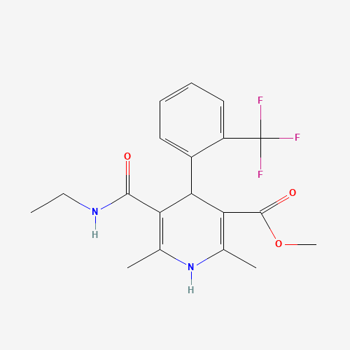 Methyl 1,4-Dihydro-4-(2'-trifluoromethyl)phenyl-pyridine-3-carboxylate-5-ethyl Carboxamide (CAS: 887407-06-9) - Related Chemical Product