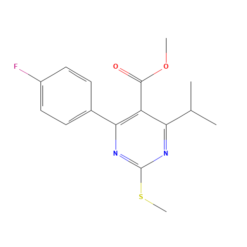 Methyl 4-(4-Fluorophenyl)-6-isopropyl-2-(methylthio)pyrimidine-5-carboxylate (CAS: 160009-35-8) - Chemical Structure and Molecular Formula 