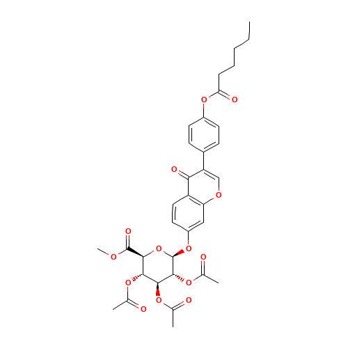 Methyl (4'-O-Hexanoyldaidzein-7-yl-b-D-2'',3'',4''-tri-O-acetylglucopyranosid)urinate (CAS: 918158-55-1) - Related Chemical Product