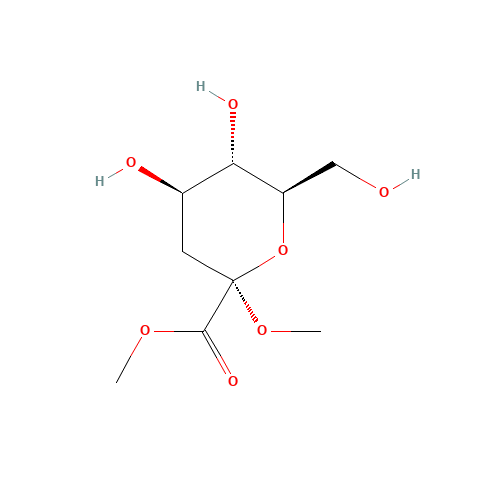 Methyl (Methyl 3-Deoxy-D-arabino-heptulopyranosid)uronate (CAS: 85549-51-5) - Chemical Structure and Molecular Formula 