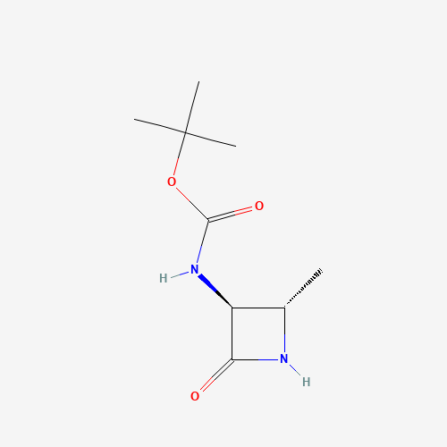 N-[(2S,3S)-2-Methyl-4-oxo-3-azetidinyl]-carbamic Acid 1,1-Dimethylethyl Ester (CAS: 80582-03-2) - Chemical Structure and Molecular Formula 